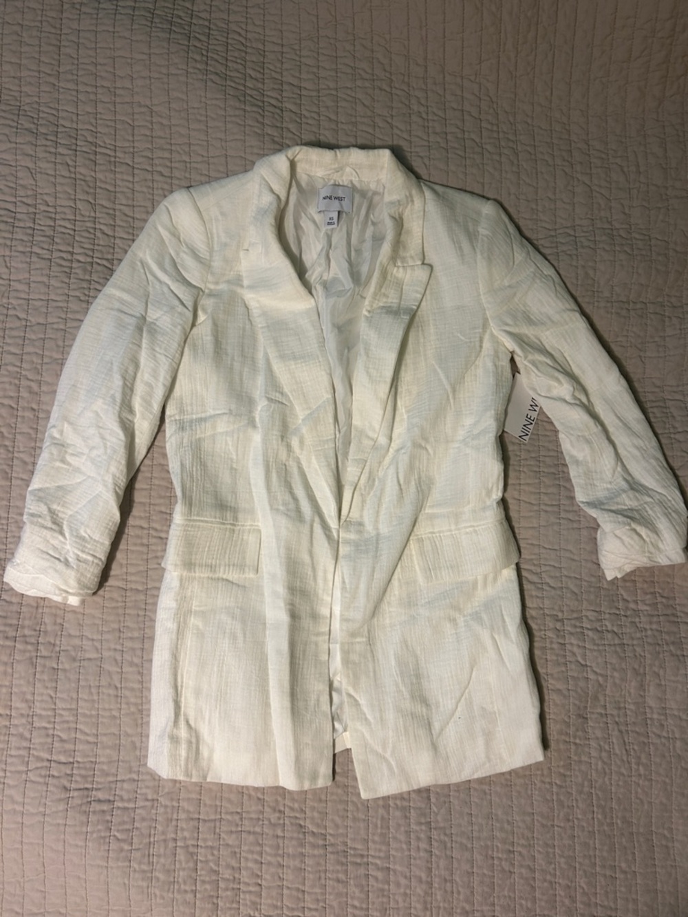 Women's Nine West Ruched Sleeve Open Front Blazer